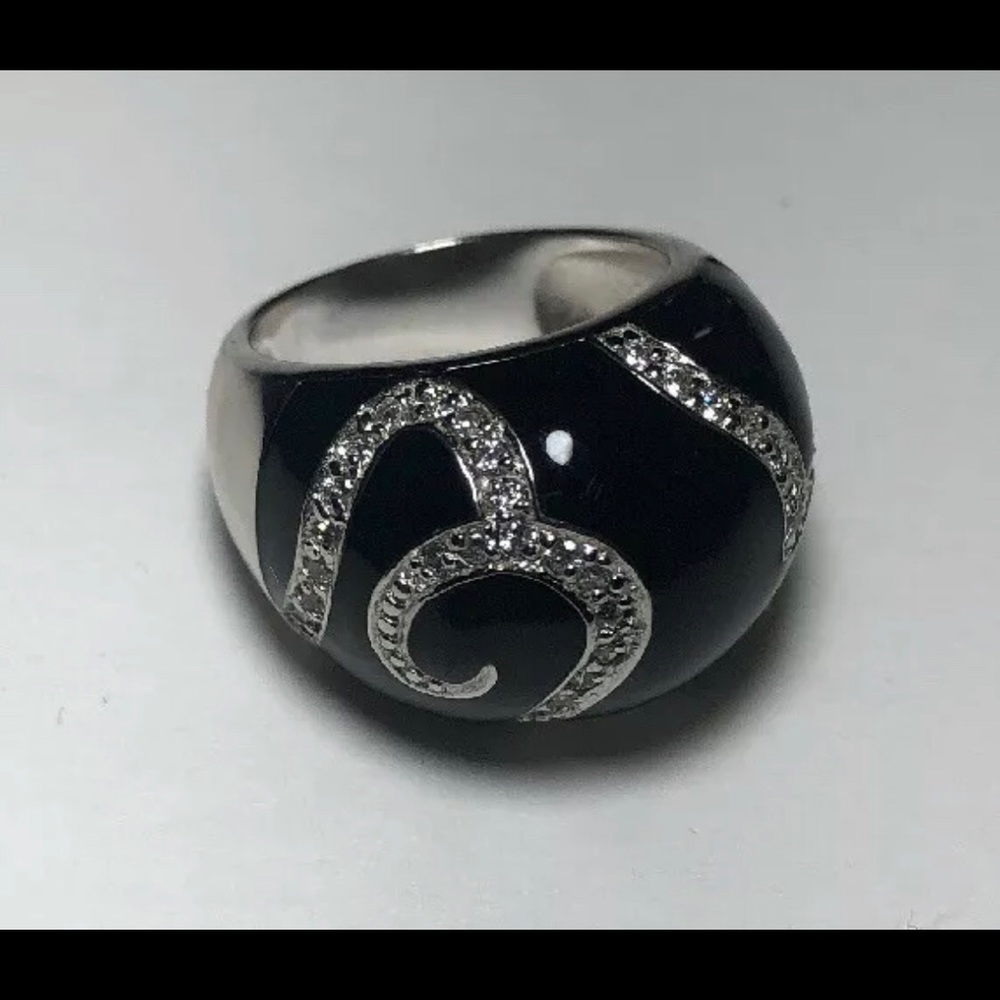 ADI STERLING SILVER & BLACK CZ DOME RING